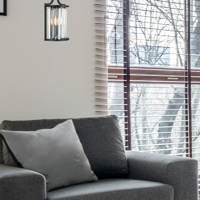 Applique Contemporanea Victoria Acciaio Nero Vetro 1 Luce E14