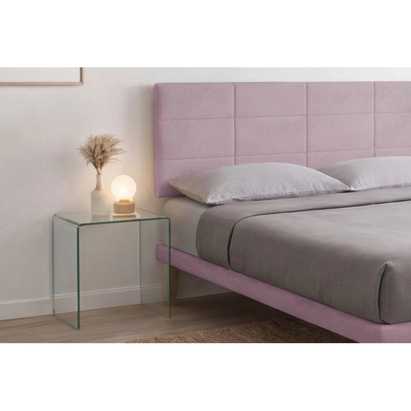 Letto imbottito Matrimoniale 180x200 cm Square - Con rete,Glicine,Microfibra