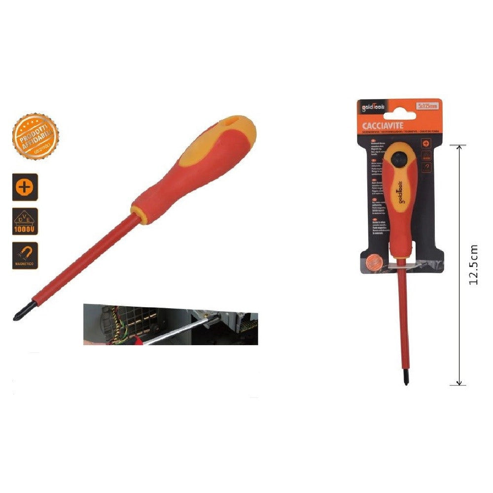 Trade Shop - Cacciavite Resistente Alla Pressione 5" Croce Isolato 5x125mm Punta Magnetica 91890 -