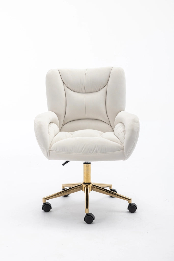 Sedia Ufficio - Xylo - 60??60??110 cm - Velluto Avorio Piedi Dorati