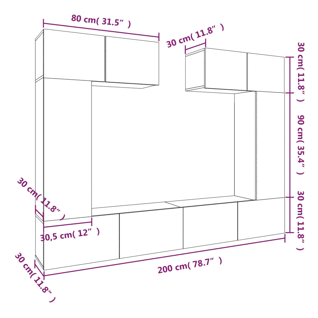 Set di Mobili Porta TV 6 pz-Credenza per TV Grigio Sonoma in Legno Multistrato 246110