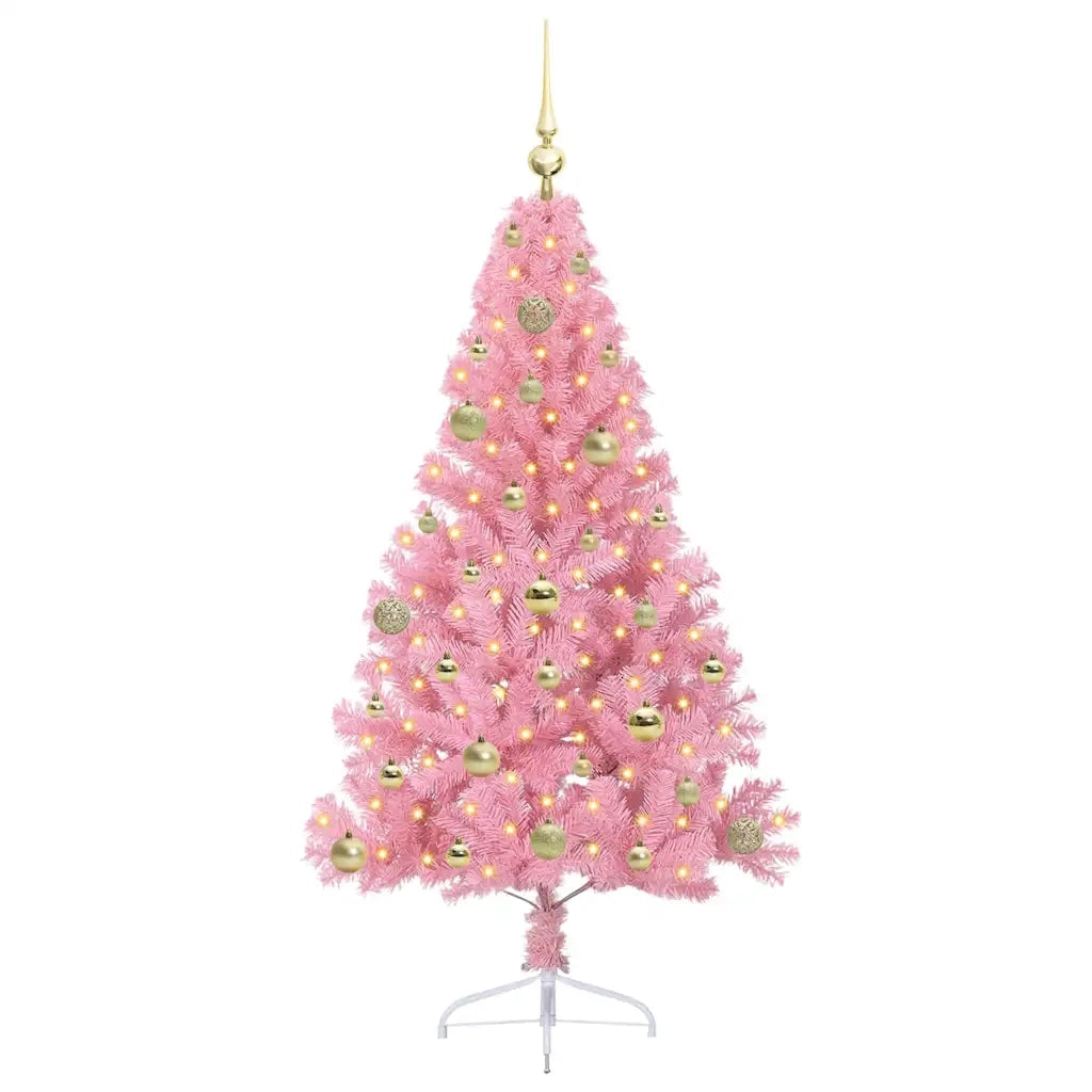Albero di Natale artificiale con luci integrate Rosa 150 cm PVC 3397067