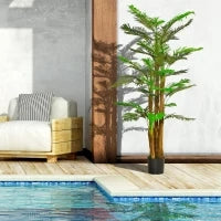Palma Artificiale in Vaso con 42 Foglie, Pianta Finta Realistica per Interno ed Esterno, 185cm