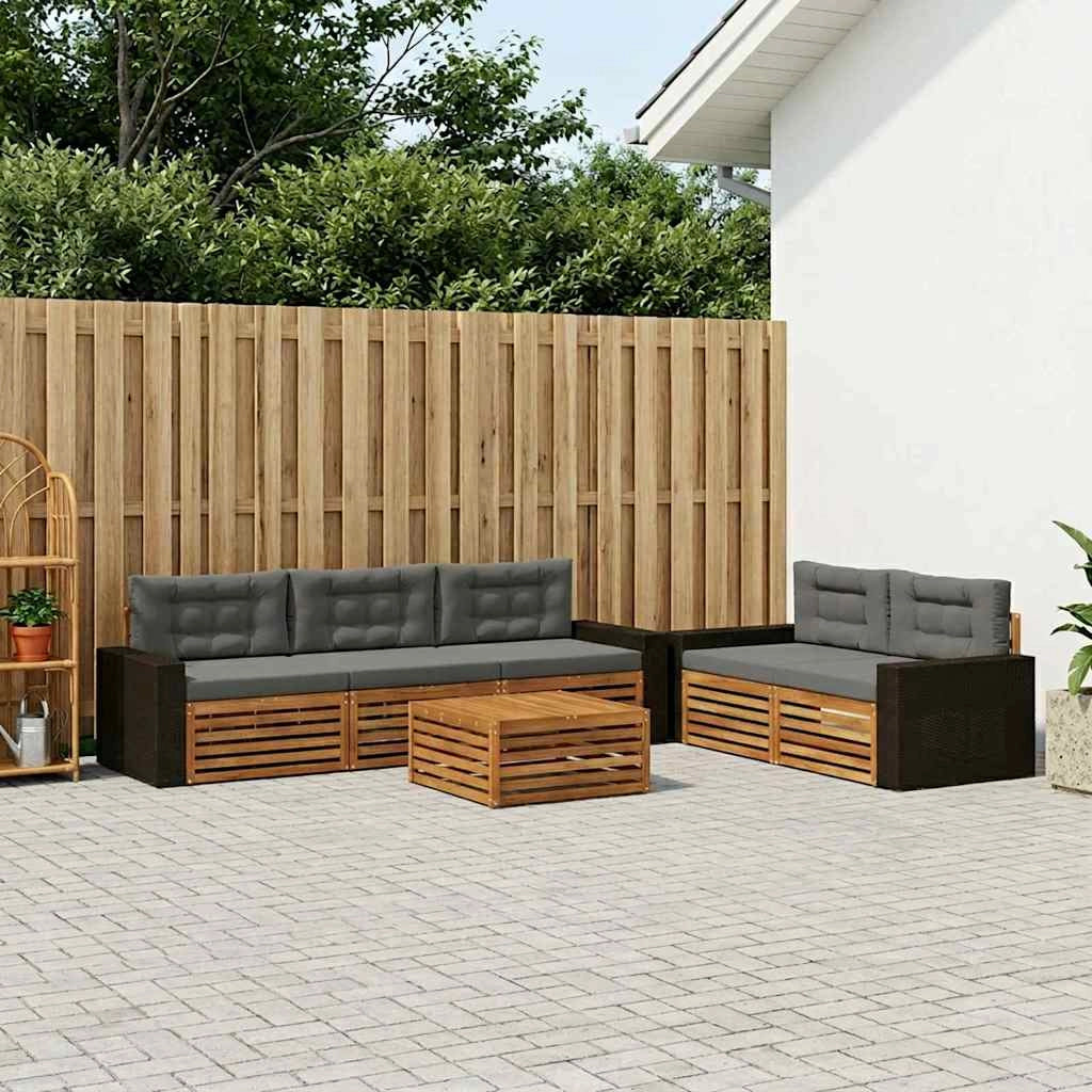 Set di divani da esterno 6 pz Naturale e Antracite 3383035