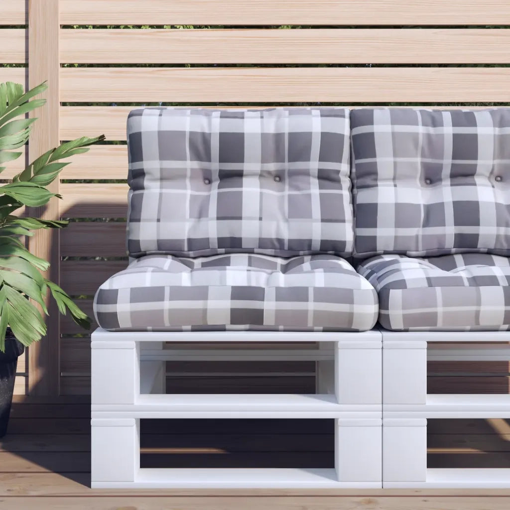 Cuscino per pallet | Cuscini per sedie a Quadri Grigi 60x40x12 cm in Tessuto