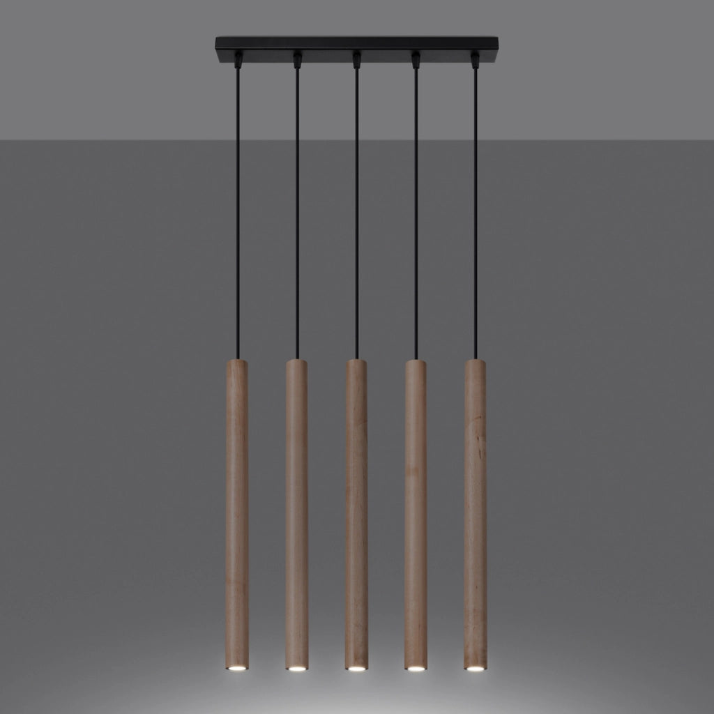 Pure Lume Velino lampada a sospensione nero/legno 5xG9
