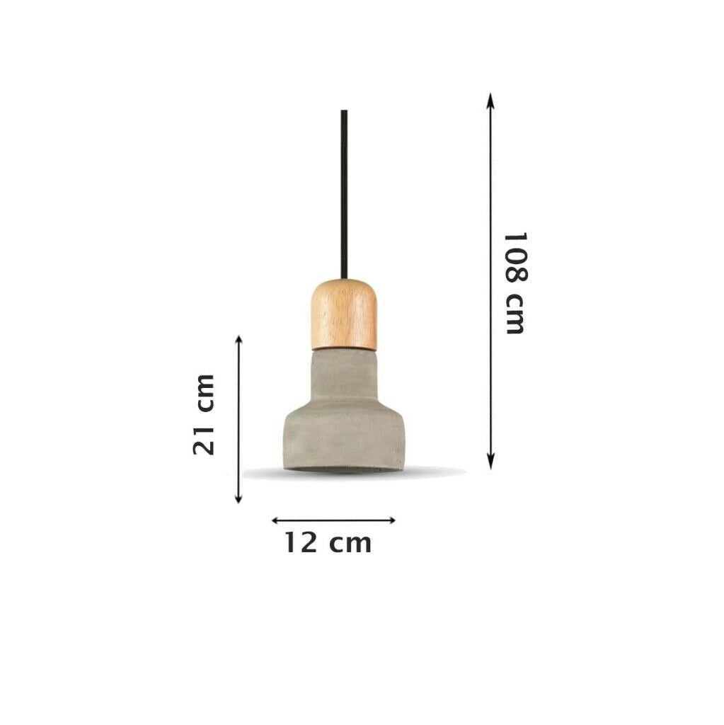 Lampadario a sospensione cemento Vintage Con attacco E27 max 60W Per soffitto Con Lampada LED 6500K