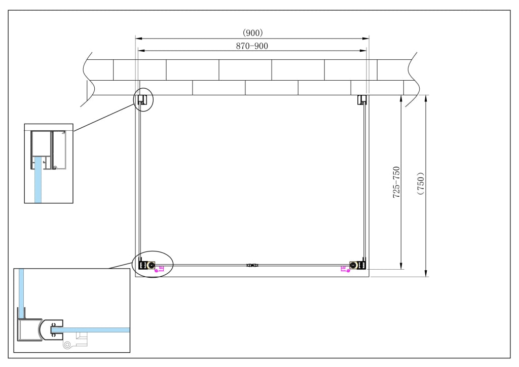 Porta battente Saloon  + 2 lati fissi box doccia 6 mm cromo 2 FISSE 72,5-75 + SALOON 87-90