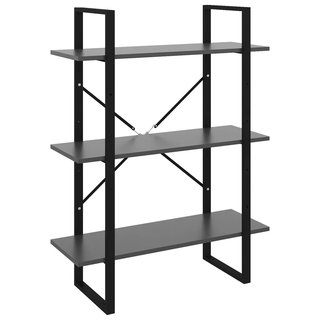 Libreria-Scaffale per Libri-Mobile di Stoccaggio Grigia 80x30x105 cm in Legno Multistrato
