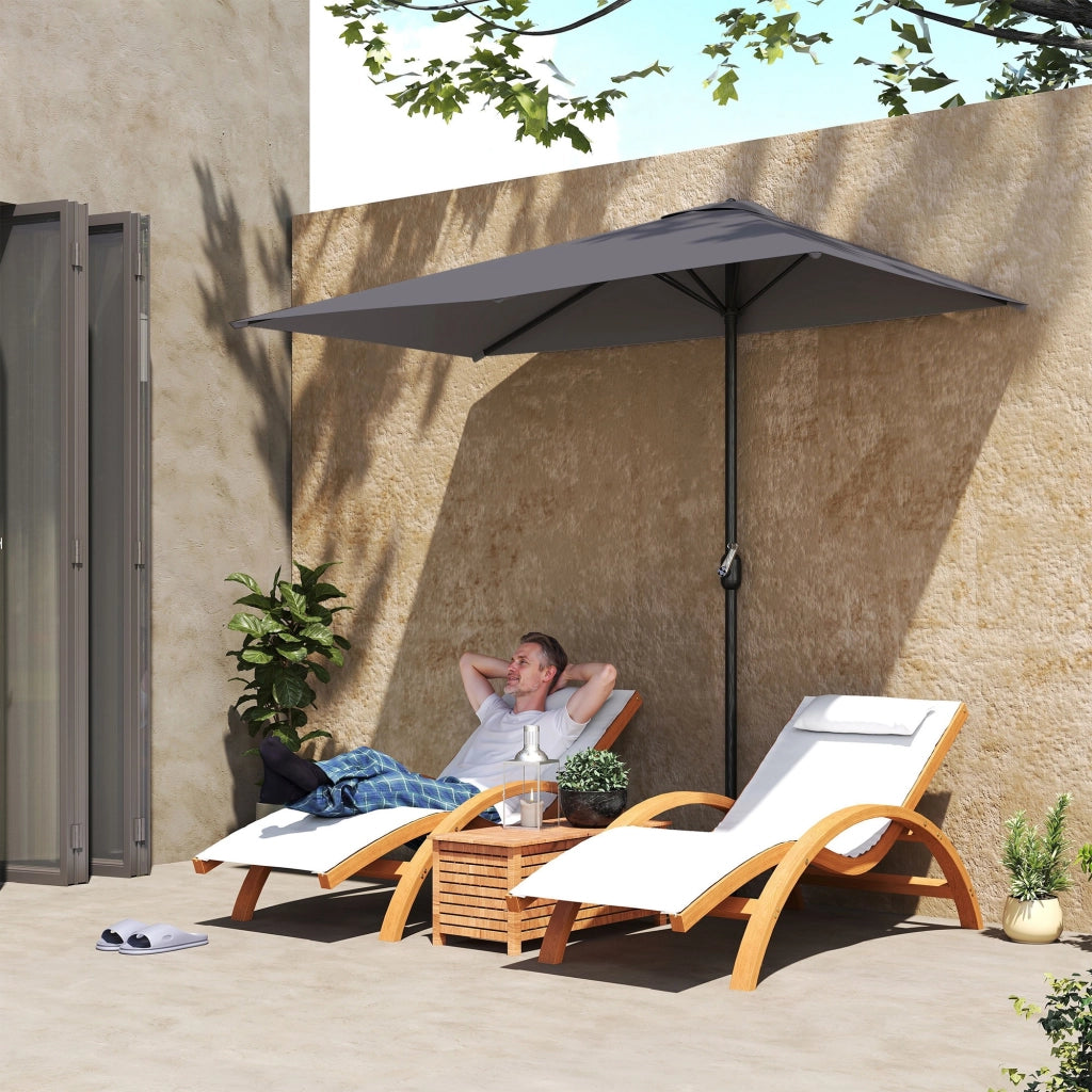 EasyComfort Ombrellone da Parete Mezzaluna Salvaspazio con Apertura a Manovella, Grigio