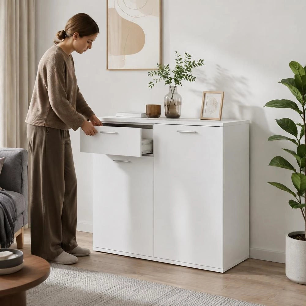 Sideboard White 80x36x75 Cm Wood-based Material