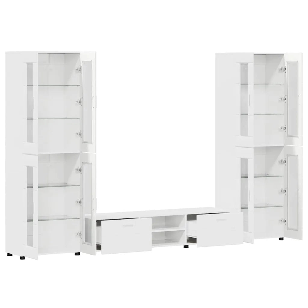 Set mobile TV FLORIN 3 pcs Bianco Lucido Legno multistrato 3397988