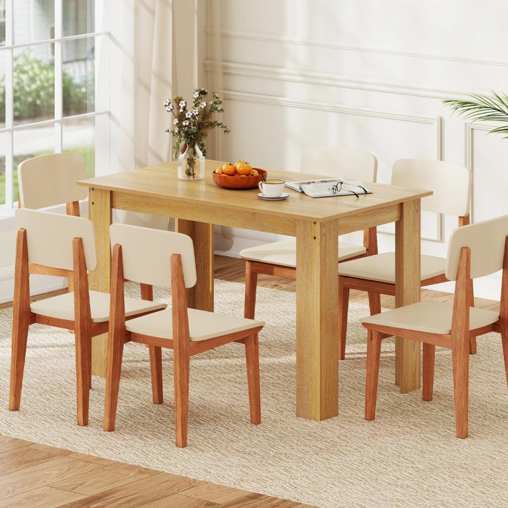 Tavolo rettangolare in legno da cucina moderno in stile rustico, Tavolo da pranzo 120 CM per angolo colazione Naturale