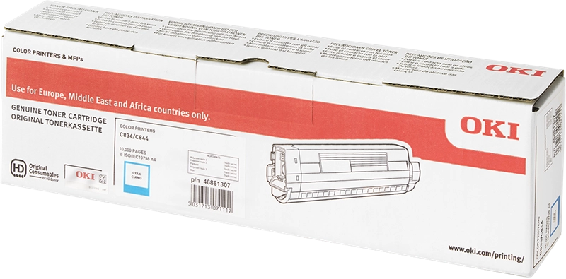 ORIGINAL OKI toner ciano 46861307 C834/C844 ~10000 Seiten