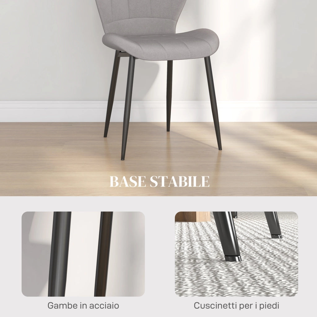 Set 4 Sedie da Pranzo Moderne ¨C Zephmum ¨C Grigio con Rivestimento in Tessuto