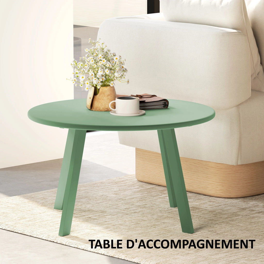 Tavolino da giardino rotondo ¨C ZephMum ¨C verde, metallo, ?70x42 cm