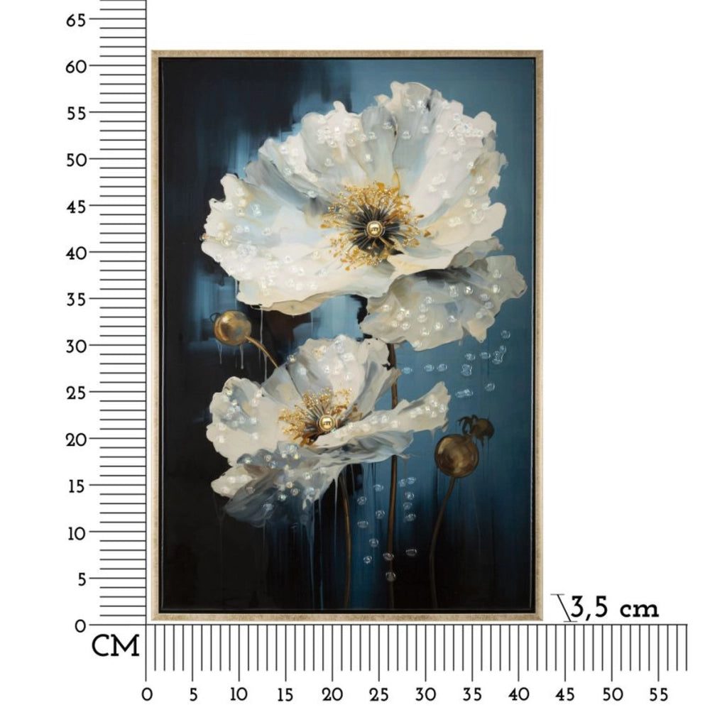 Stampa su Tela Fiori 73, Multicolore, Legno, 42x3,5x62 cm