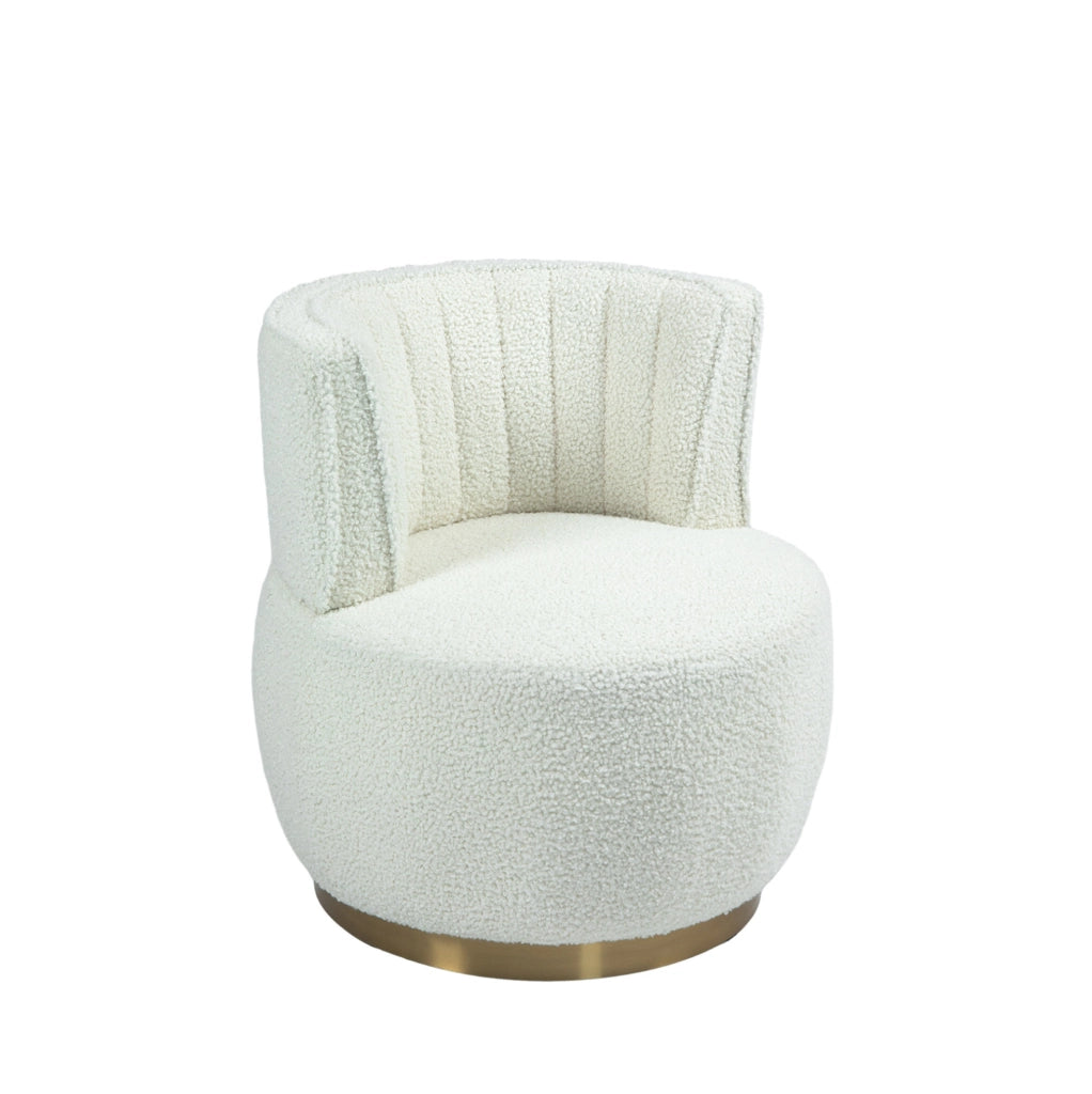 Sedia girevole a 360° in tessuto Teddy; imbottita; bianca