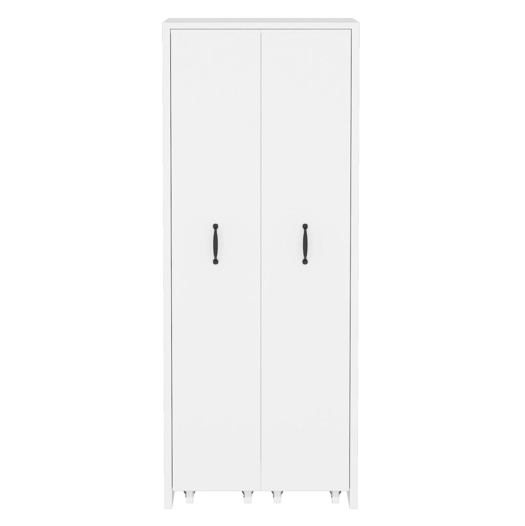 Libreria estraibile su ruote a 4 ripiani; MDF bianco; 51;5 x 41 x 158 cm