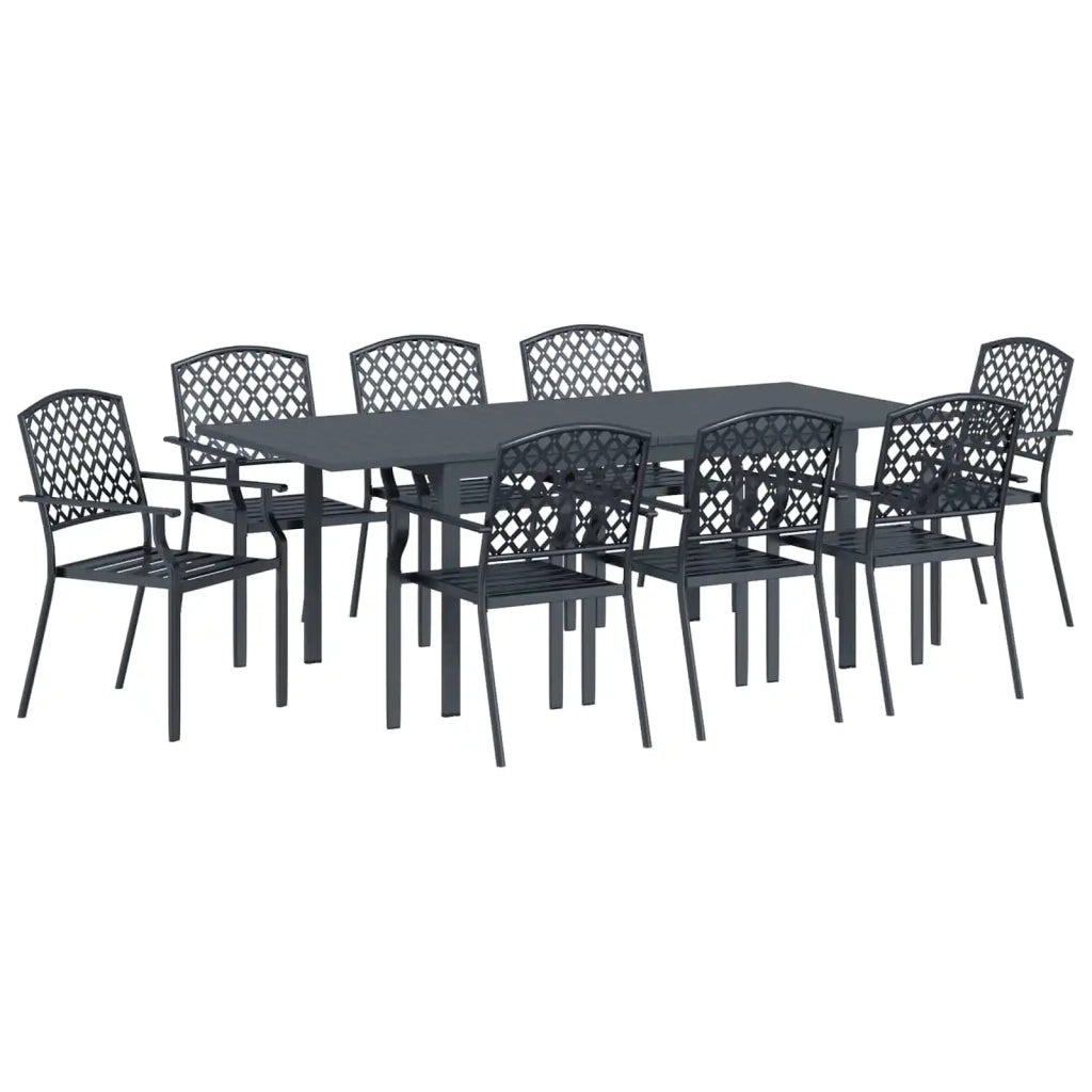 Set da Pranzo per Giardino 9 pcs Antracite Acciaio 3378836