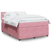Giroletto a Molle con Materasso Rosa 140x200 cm in Velluto
