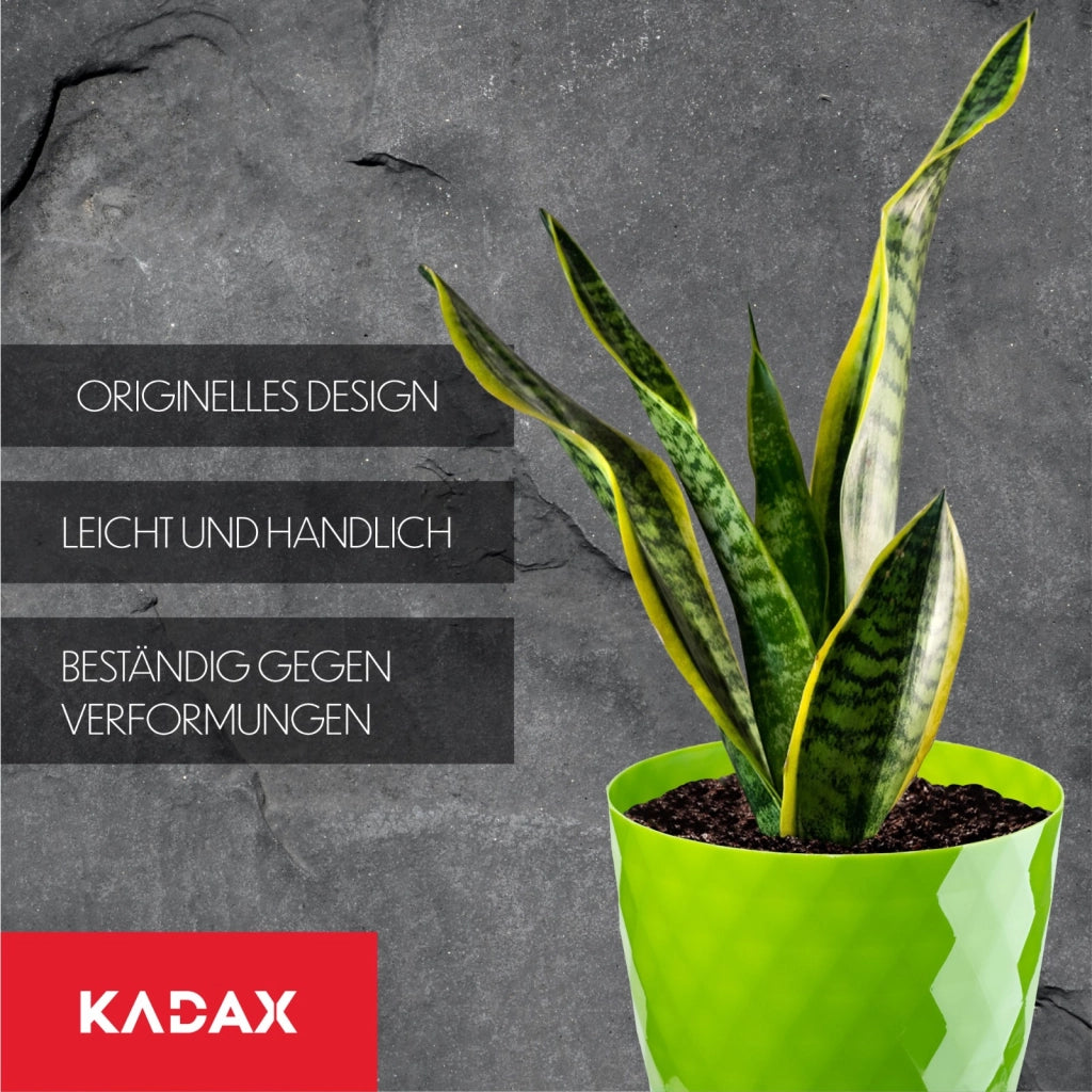 Vaso da fiori in plastica KADAX con supporto e coperchio, 18 cm, verde.
