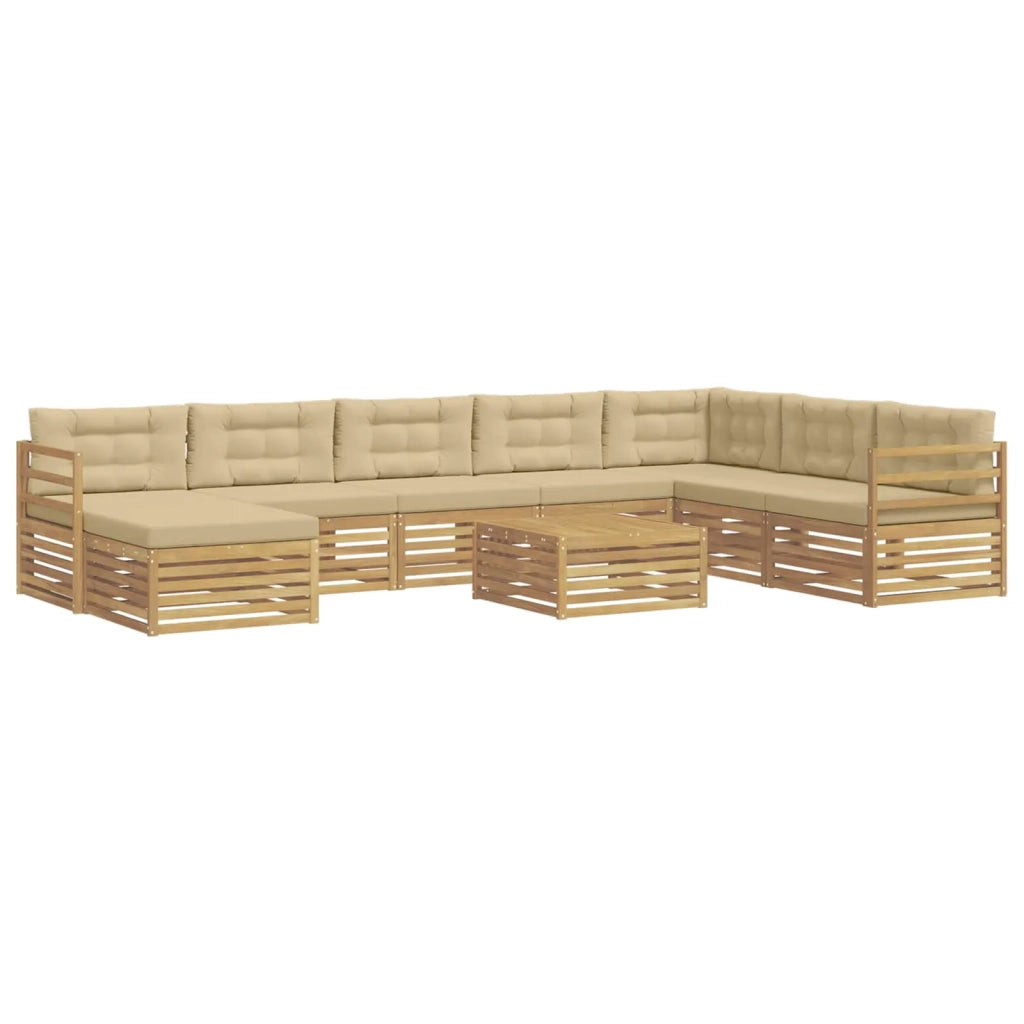 Set di divani da esterno 9 pz Bianco e Beige Poliestere 3390988