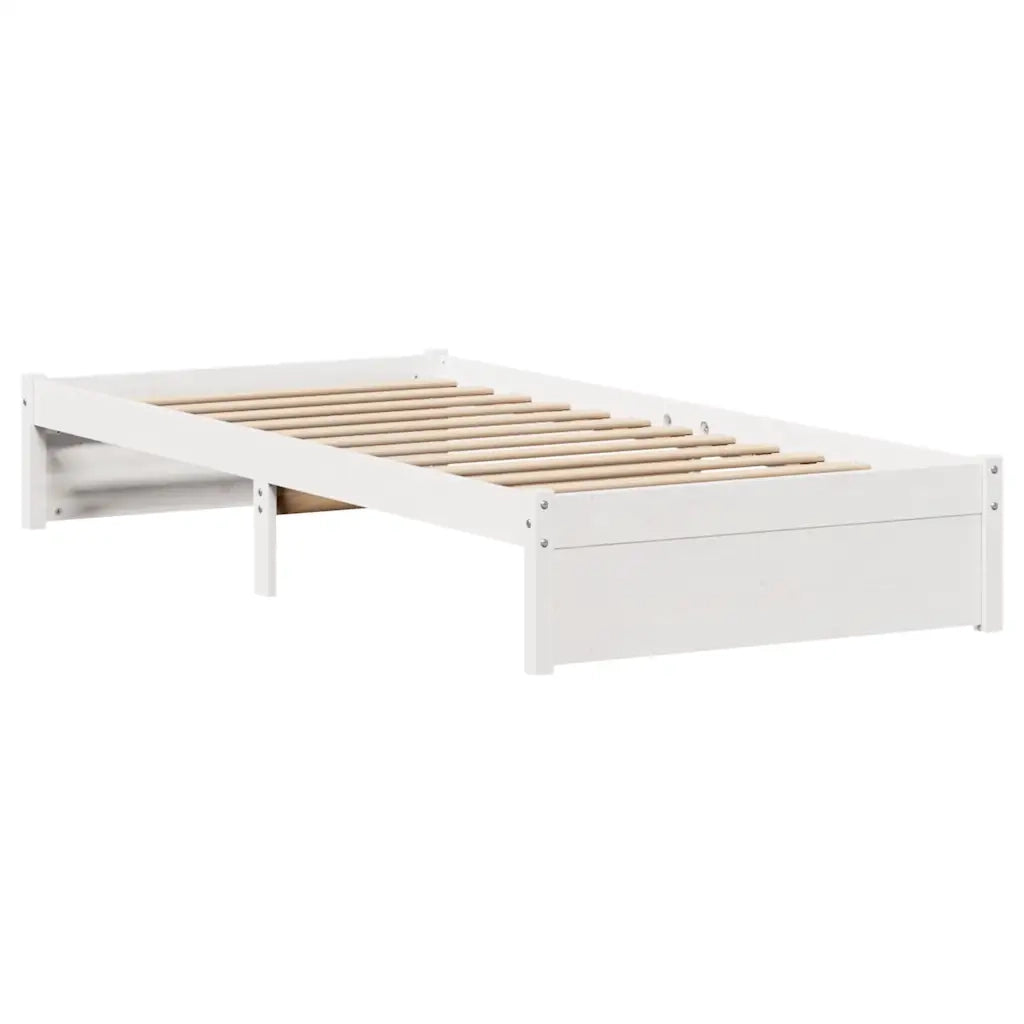 Letto senza Materasso Bianco 90x200 cm Legno Massello di Pino