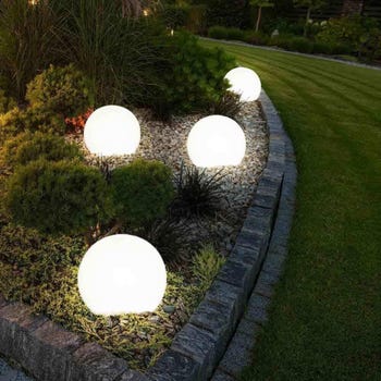 Lampada a palla da giardino in resina Lampade da terra a sfera luce bianca 300mm