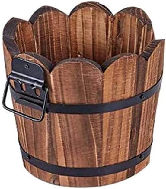 Vaso di legno rotondo per piante - naturale e realizzato a mano - con foro di scarico - per interni e esterni - decorazione di casa