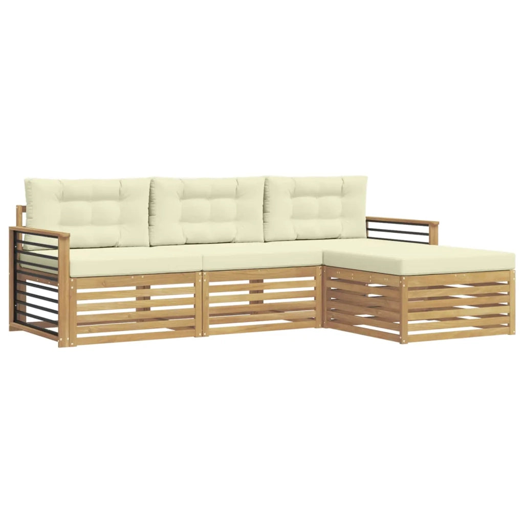 Set di divani da esterno 4 pz Bianco e Crema Poliestere 3390295