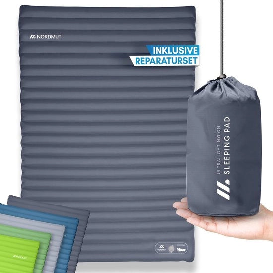 Matras da Campeggio Autoinflato per 2 Persone - 10 cm Leggero e Comodo - Resistente alle Intemperie in Colore Grigio Scuro