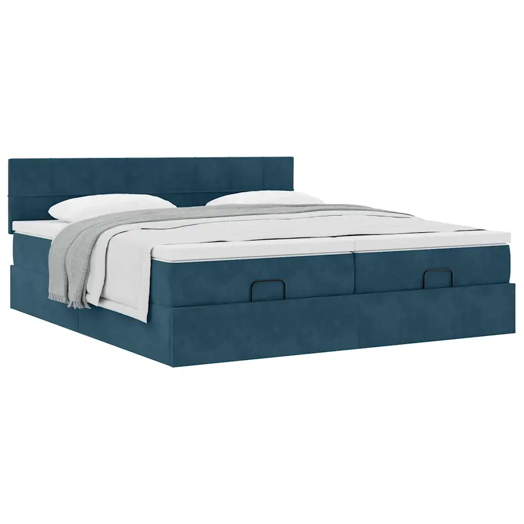 Struttura Letto Pouf con Materassi 200x200 cm Velluto