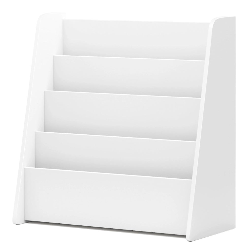 Libreria per bambini a 4 ripiani con scomparti profondi, Libreria con esposizione frontale e porta riviste per camere e sale Bianco