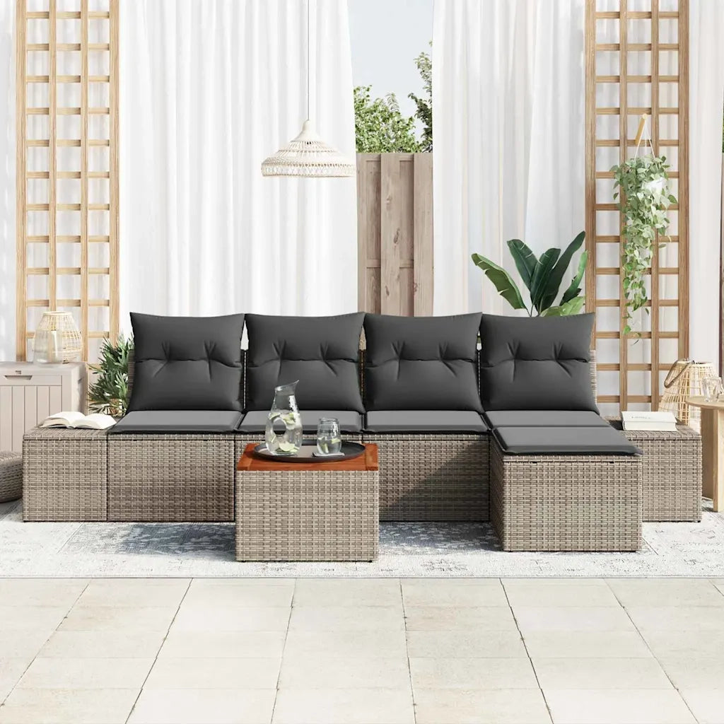 Set Divano da Giardino con cuscino 6 pcs Grigio polyrattan 3347944