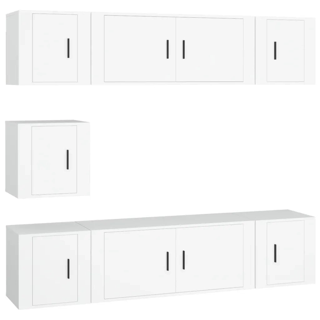 Set di Mobili Porta TV 7 pz Bianco in Legno Multistrato 3188662