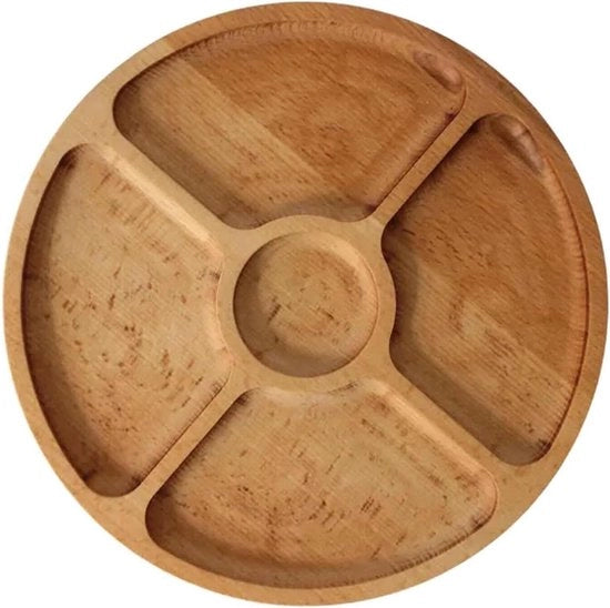 Tavolo da formaggi - 28 cm - legno - 5 cassettoni - antipasti - formaggi e snack - tavola da formaggi - carne - formaggi - tavola da formaggi