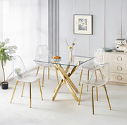 Tavolo da pranzo 5 pezzi dorato – 80x80 cm e 4 sedie