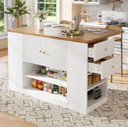 Isola cucina pieghevole 140x70 cm con contenitore bianca