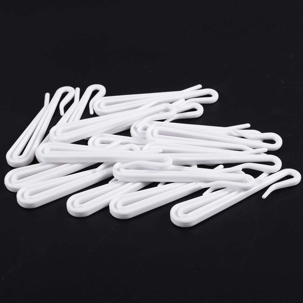 Trade Shop - Set Ganci Per Tende A Pieghe Regolabile In Plastica Bianche Lungo 75 Mm Casa Bagno 87354 -