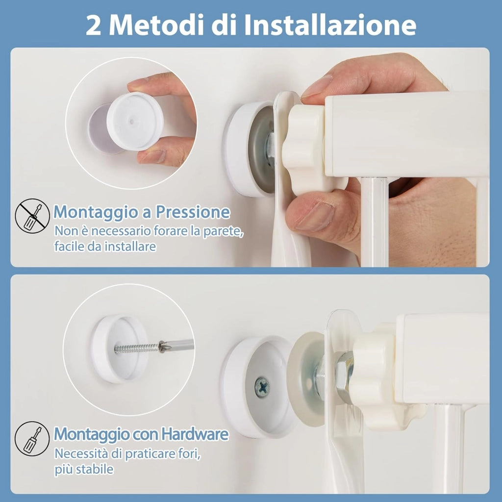 Porta per Animali Domestici Extra Alta, Cancello per Gatti in Metallo Pesante con Apertura da 77-104 cm, 2 Kit di Estensione, Porta Facilmente Percorribile (77-104 cm x 150 cm)