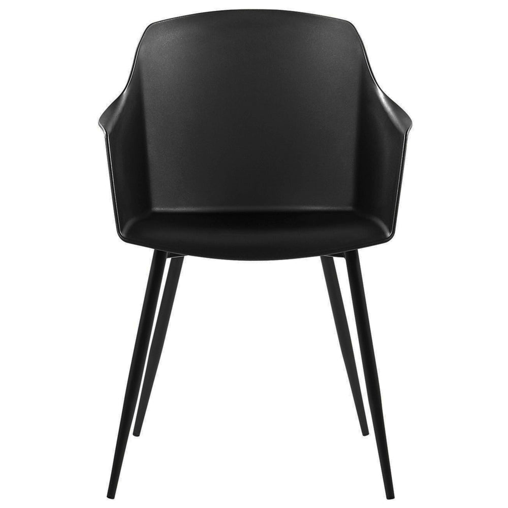 Set di 2 sedie da pranzo in plastica nera design minimalista braccioli soggiorno cucina mobili