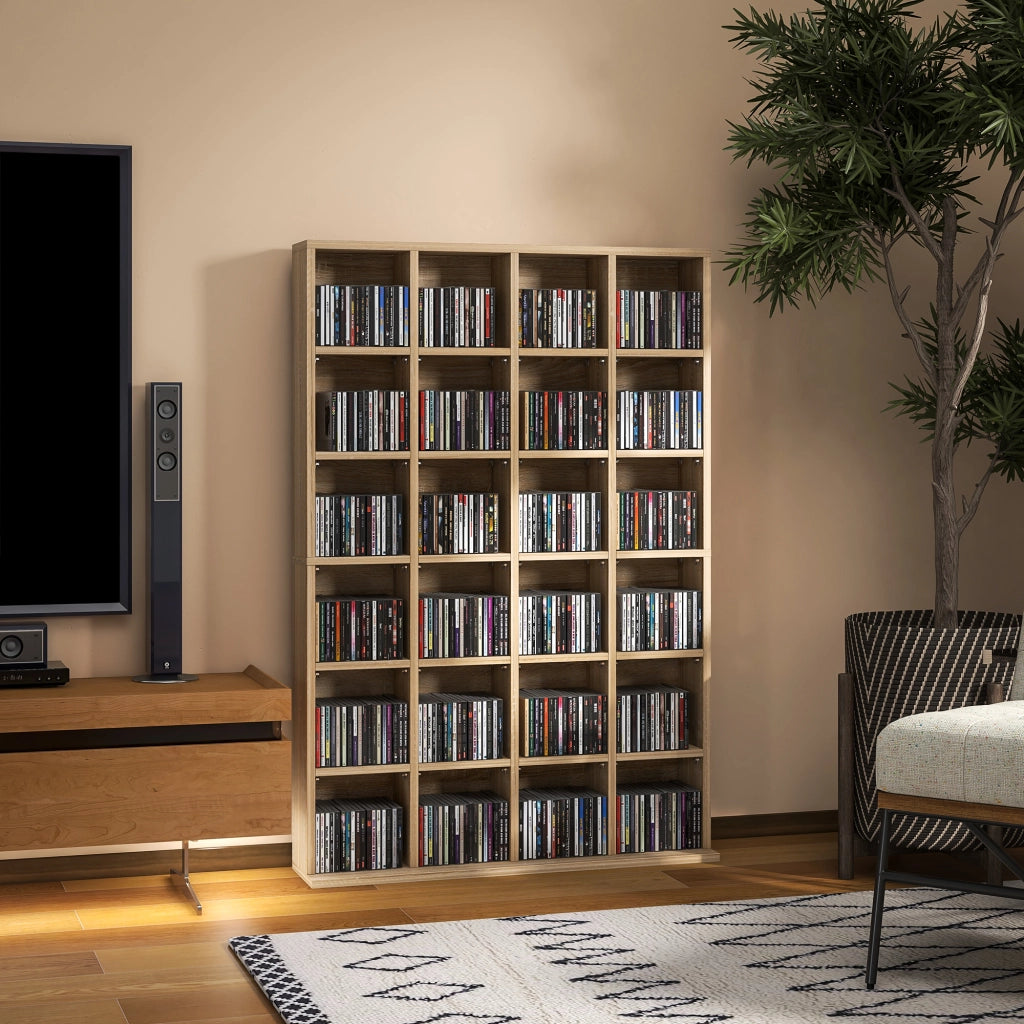 Libreria multimediale per CD DVD ¨C zephmum ¨C legno naturale 89x130.5cm