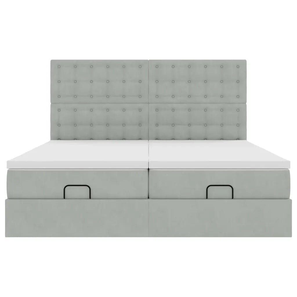 Struttura Letto Pouf con Materassi 160x200 cm in Velluto