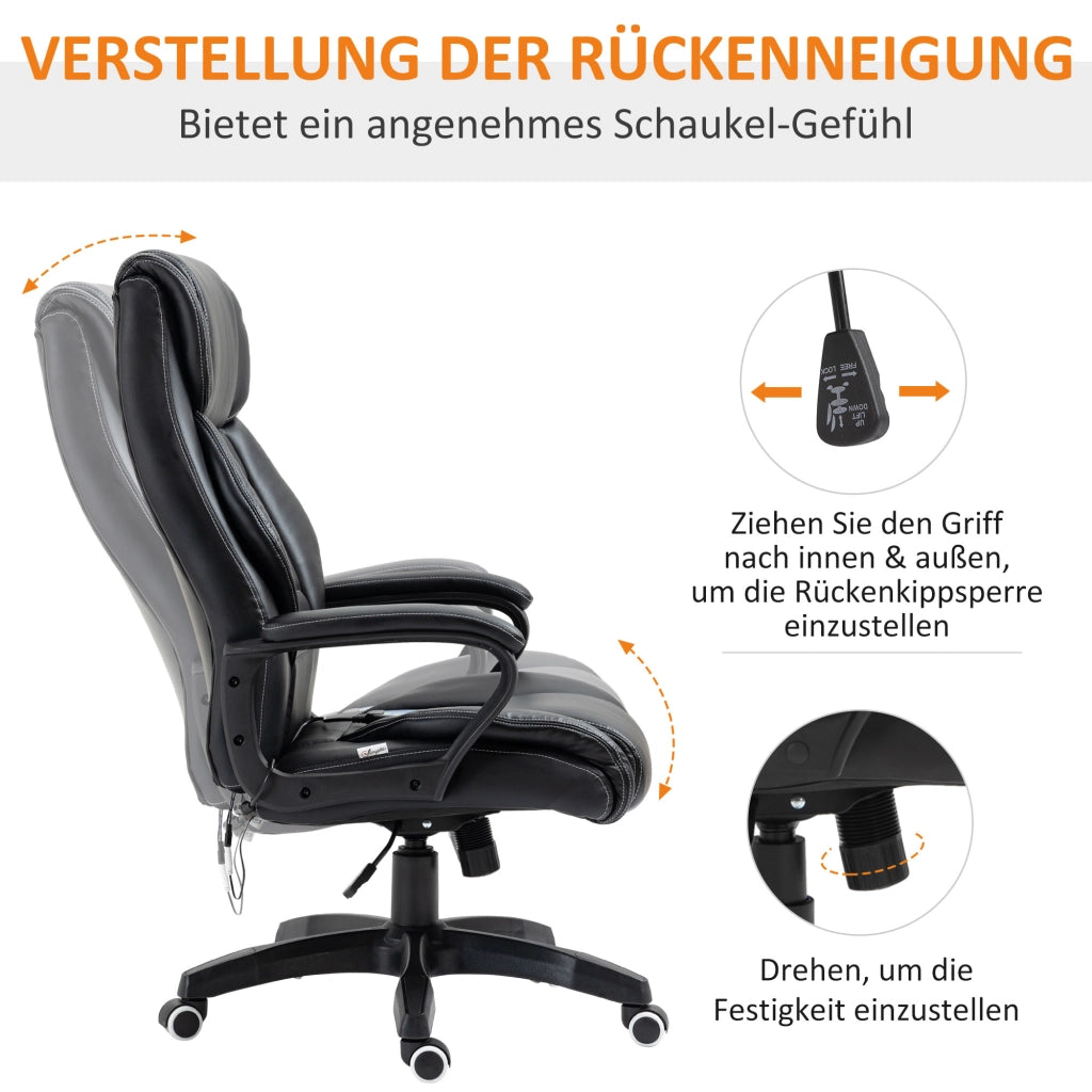 Sedia da Ufficio Ergonomica con Massaggio ¨C Xylo ¨C 6 Punti Vibrazione, Regolabile, Nero