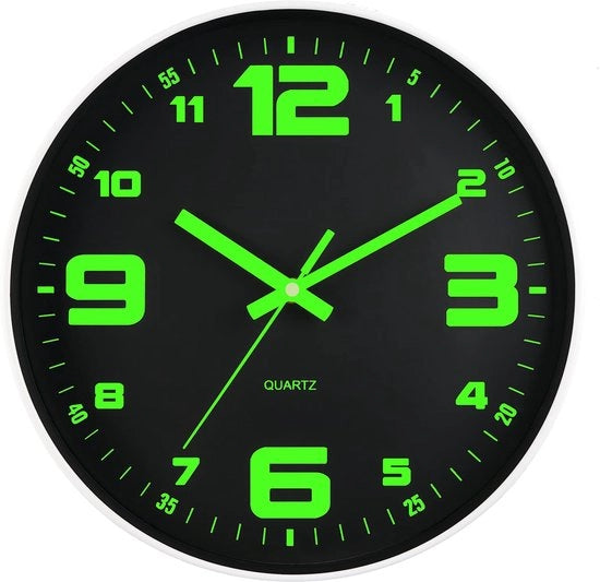 Orologio da Parete con Luce, Stile, Silenzioso, 40 cm, Orologio da Parete con Lampada, Alimentato da Batterie, Orologio da Parete in Vetro Moderno, Decorativo per Cucina, Casa, Camera da Letto, Ufficio