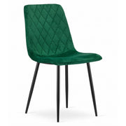 Sedia Turin in velluto verde scuro con trapuntatura a rombi
