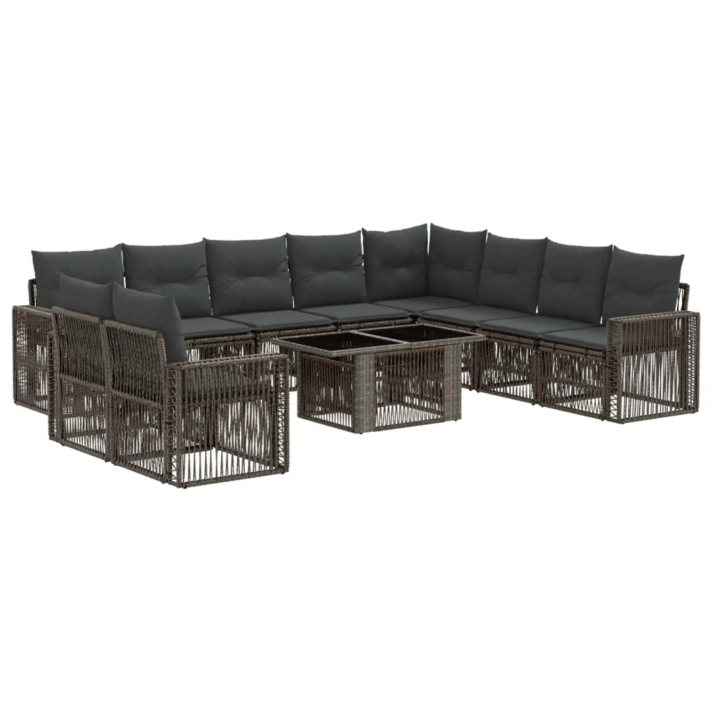 Set Divano da Giardino 11 pz Grigio e Grigio Scuro polyrattan 3436814