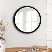 Specchio circolare in legno nero da 51 cm con cornice - Specchio circolare grande per decorazione di parete, da utilizzare in bagno, camera da letto, ingresso, soggiorno