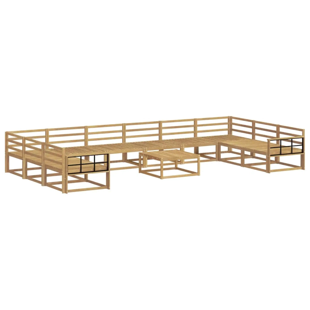 Set di divani da esterno 11 pcs Bianco Legno di Acacia Massello